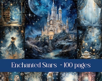 Enchanted Stars Junk Journal Pages: Celestial Fantasy Scrapbook (Digital Download)