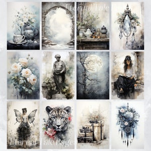 Black and White Shabby Chic Junk Journal Pages, Scrapbooking ...