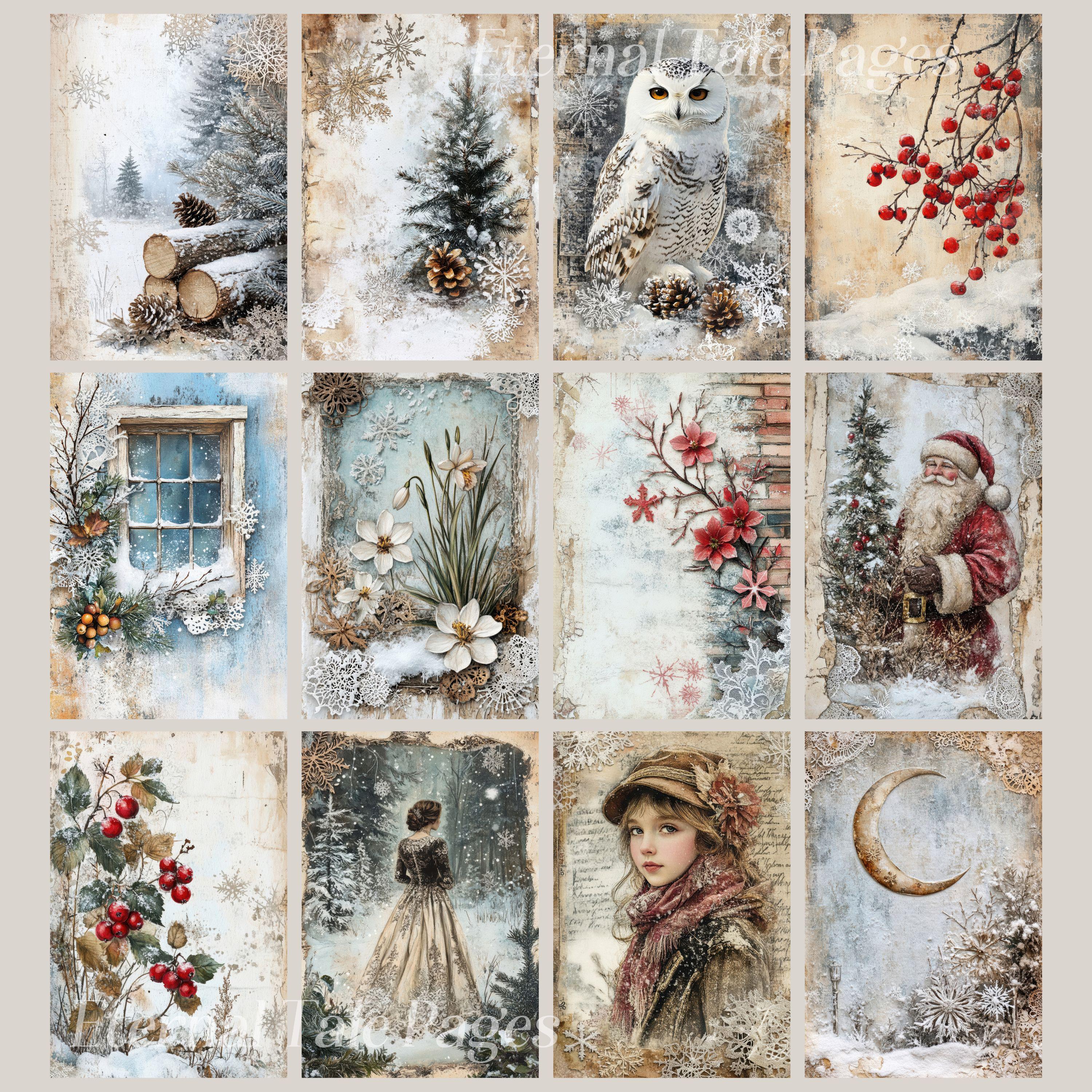 Vintage Christmas Digital Paper: 304 Festive Junk Journal Pages ...