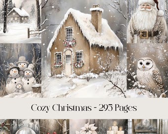 Neutral Christmas Digital Paper Set: Beige Winter Backgrounds (Digital Download)