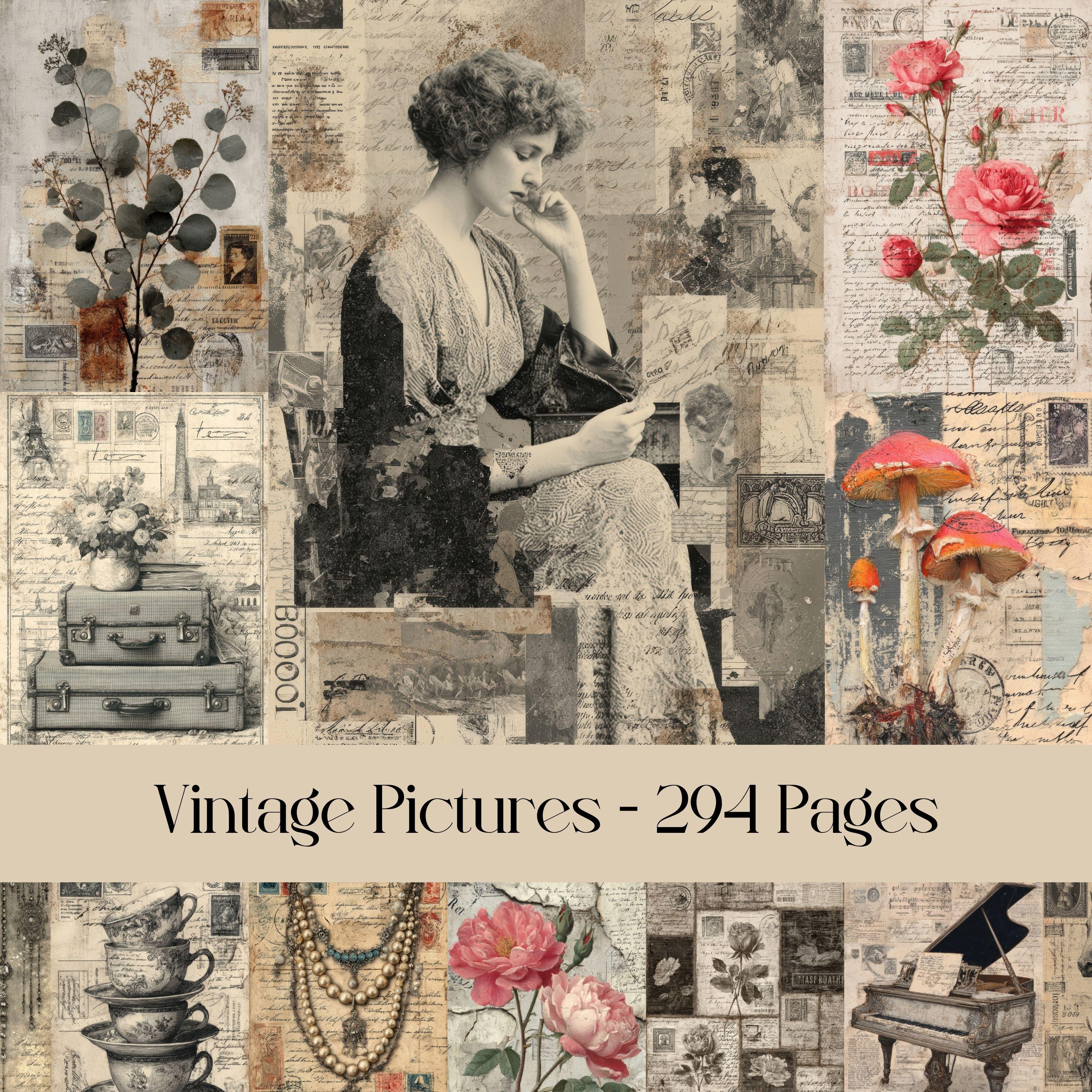Vintage Ephemera Digital Paper Pack: Junk Journal Collage (294 A4 JPEG ...