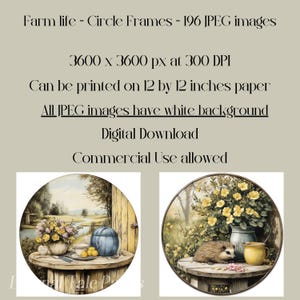 Farmhouse Round Frame Images: Cottagecore Scrapbook Designs (digital Download) - Etsy