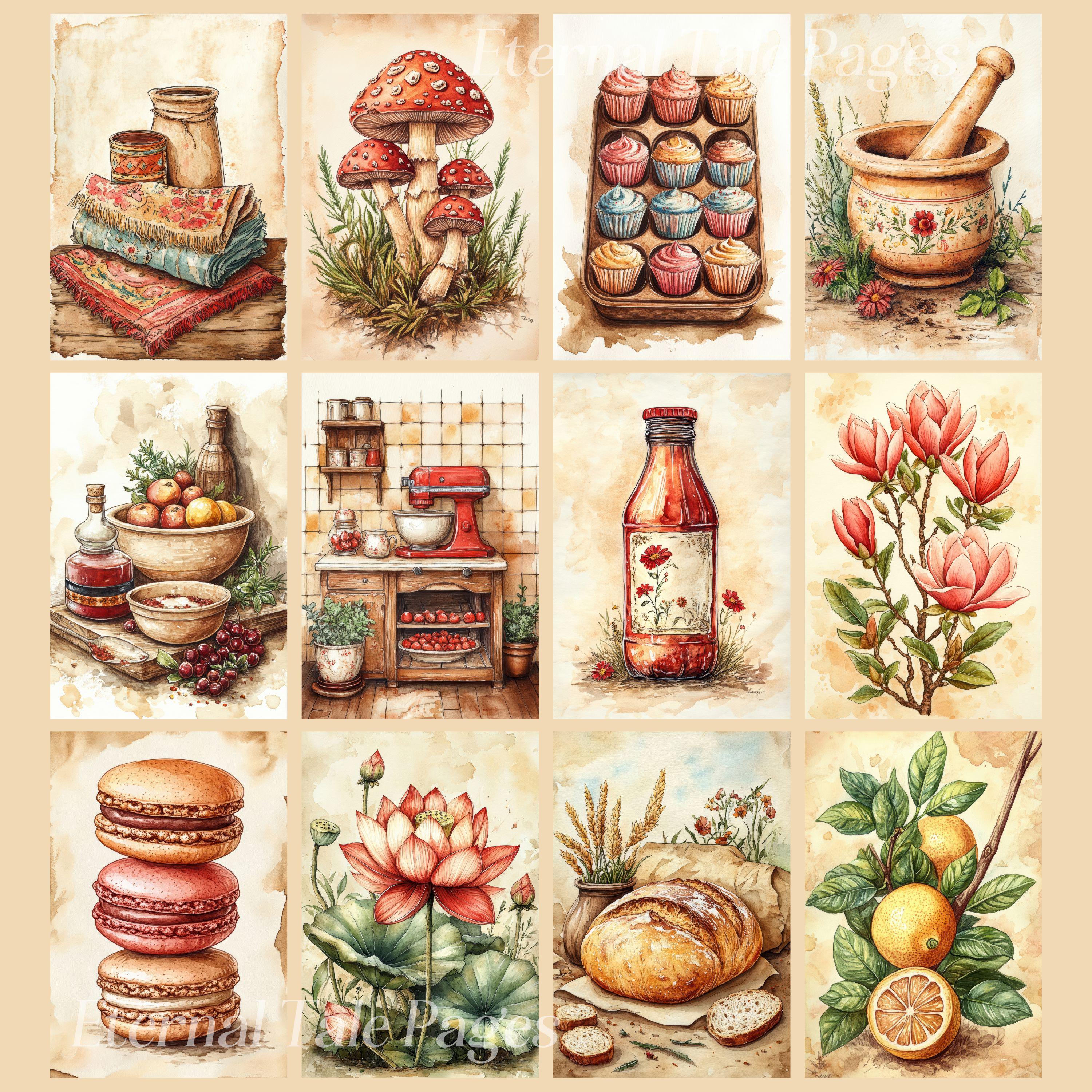 Kitchen Notes Digital Paper: Food & Cooking Scrapbook (222 Pages ...