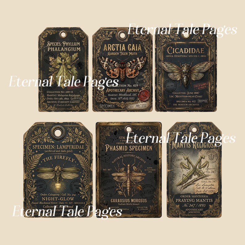 Insect Tag Example Vintage Insect Specimen Tags, Entomology Labels, Butterfly Moth ...