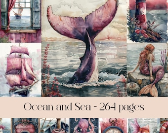 Ocean Life Digital Paper: Nautical Scrapbook Pages (Digital Download)