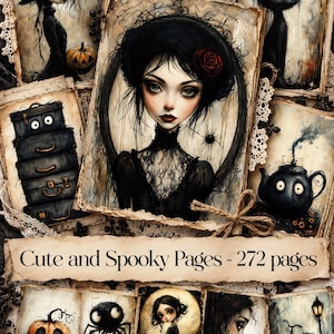 Spooky Junk Journal Pages, Gothic Ephemera (272 A4 Pages) (Digital Download)