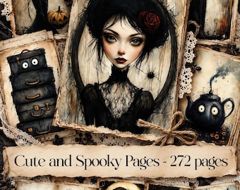 Spooky Junk Journal Pages, Gothic Ephemera (272 A4 Pages) (Digital Download)