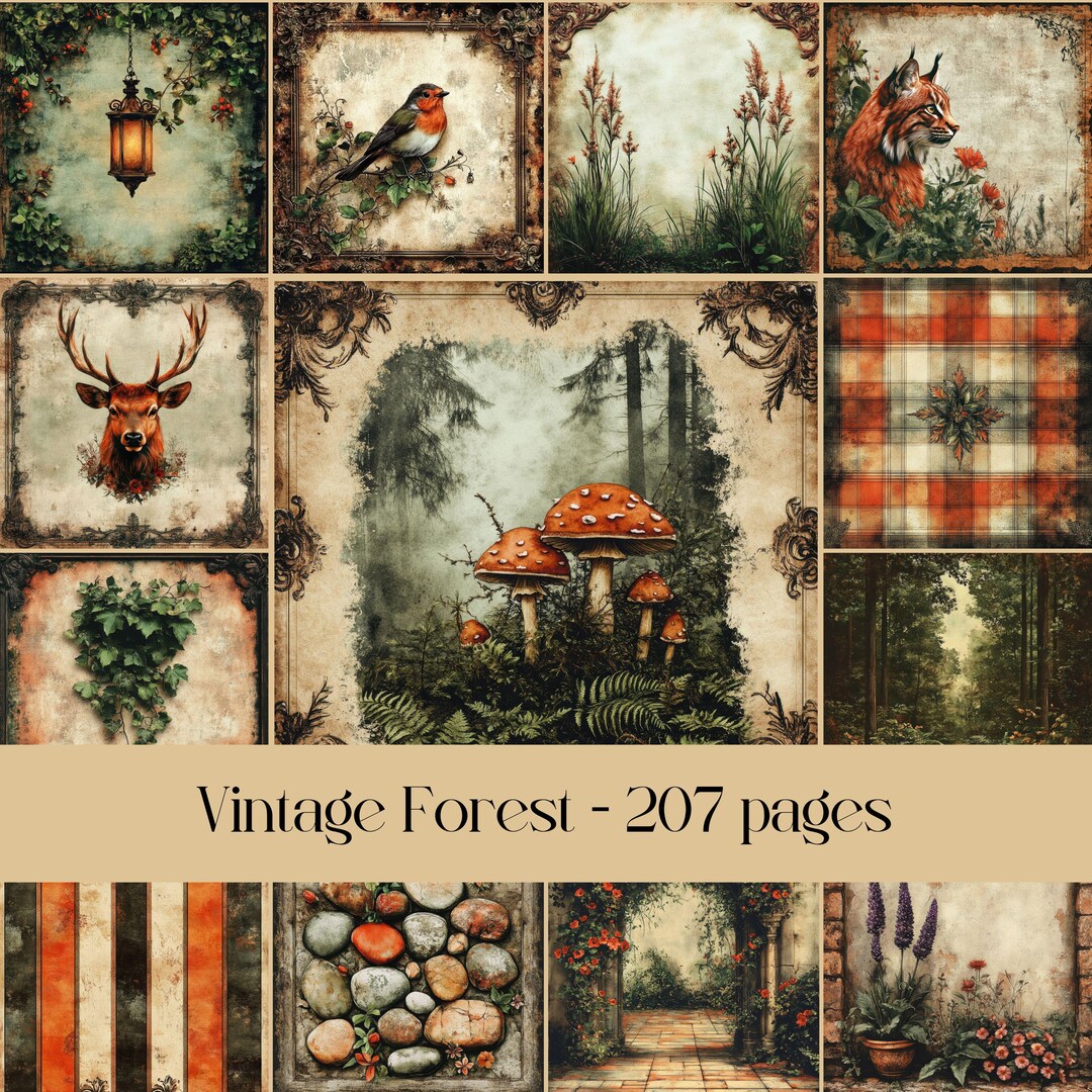 Vintage Forest Junk Journal Pages: Woodland Ephemera (digital Download ...