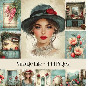 Vintage Life Pages, carta digitale, diario spazzatura, scrapbooking, immagini stampabili, animali, fiori, natura, cottage, chic antico, botanico