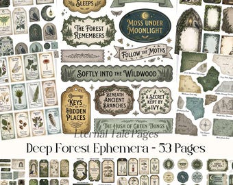 Kit para diario creativo con temática de bosque, efímeros del bosque, páginas botánicas (descarga digital)