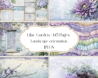 Lilac Garden Junk Journal Pages, Floral Scrapbook Paper (Digital Download)
