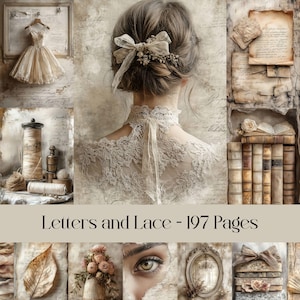 Vintage Lace Digital Paper: Victorian Ephemera for Junk Journals (A4/US Letter, 197 JPEGs)
