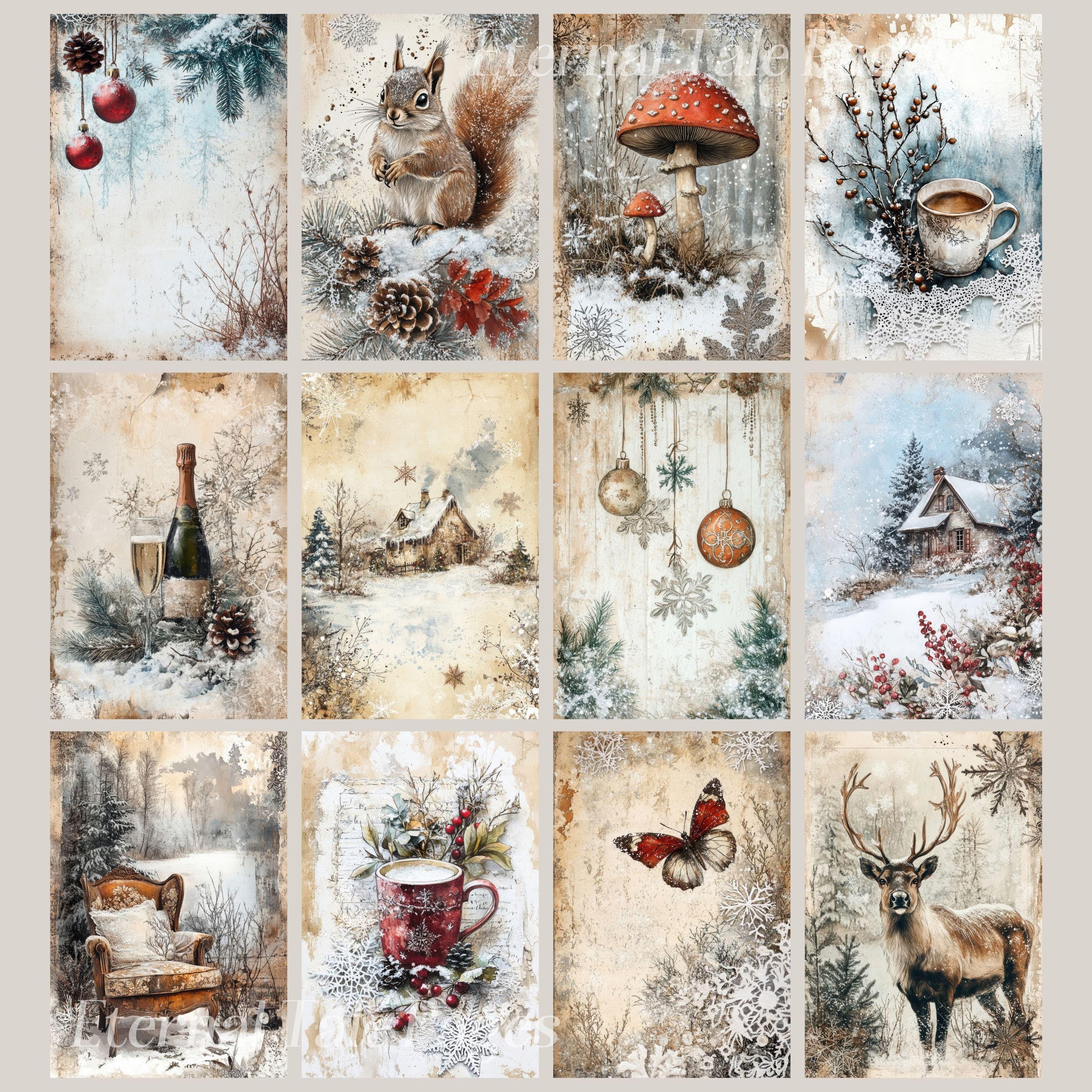 Vintage Christmas Digital Paper: 304 Festive Junk Journal Pages ...