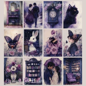 Purple Cottage Digital Paper: Victorian Ephemera for Junk Journals (Digital Download) image 9