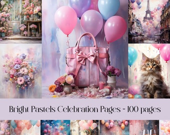 Pastel Celebration Junk Journal Pages: Scrapbooking Ephemera (Digital Download)