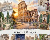 Rome digital paper, Italy, Europe, travel journal, printable images, watercolor art