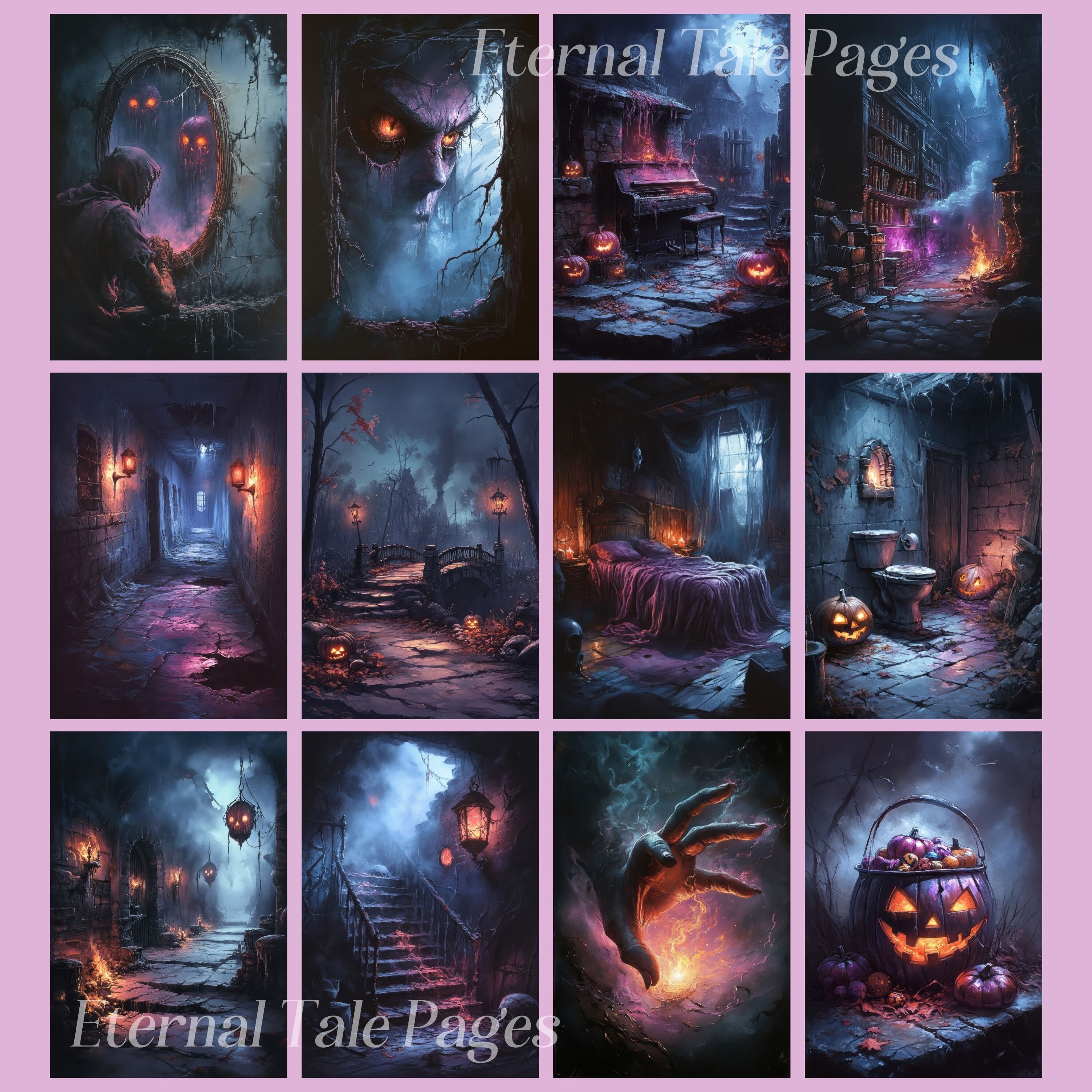 不気味なハロウィーンのジャンクジャーナルページ：不気味なデジタル