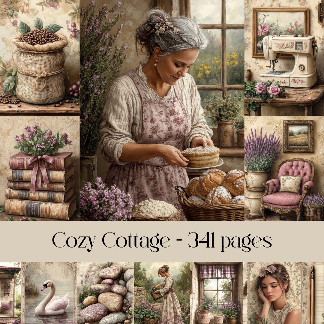 Cozy Cottage Digital Paper: Junk Journal, Scrapbook (PDF Download) - Etsy