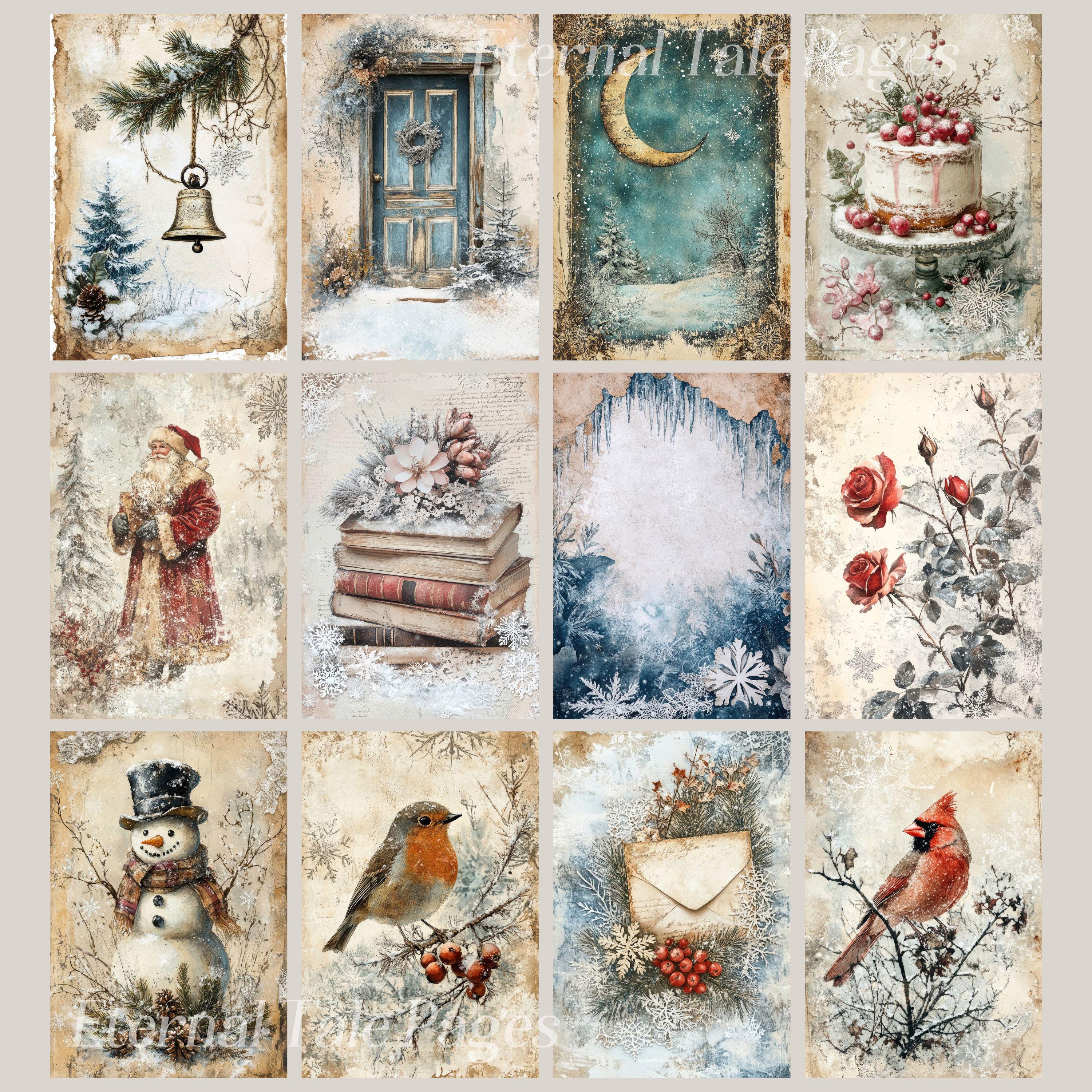 Vintage Christmas Digital Paper: 304 Festive Junk Journal Pages ...