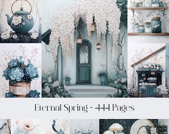 Eternal Spring Digital Paper: Floral Scrapbook Pages (444 JPEG)