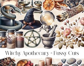 Witchy Apothecary Ephemera: Junk Journal Fussy Cuts (Digital Download)