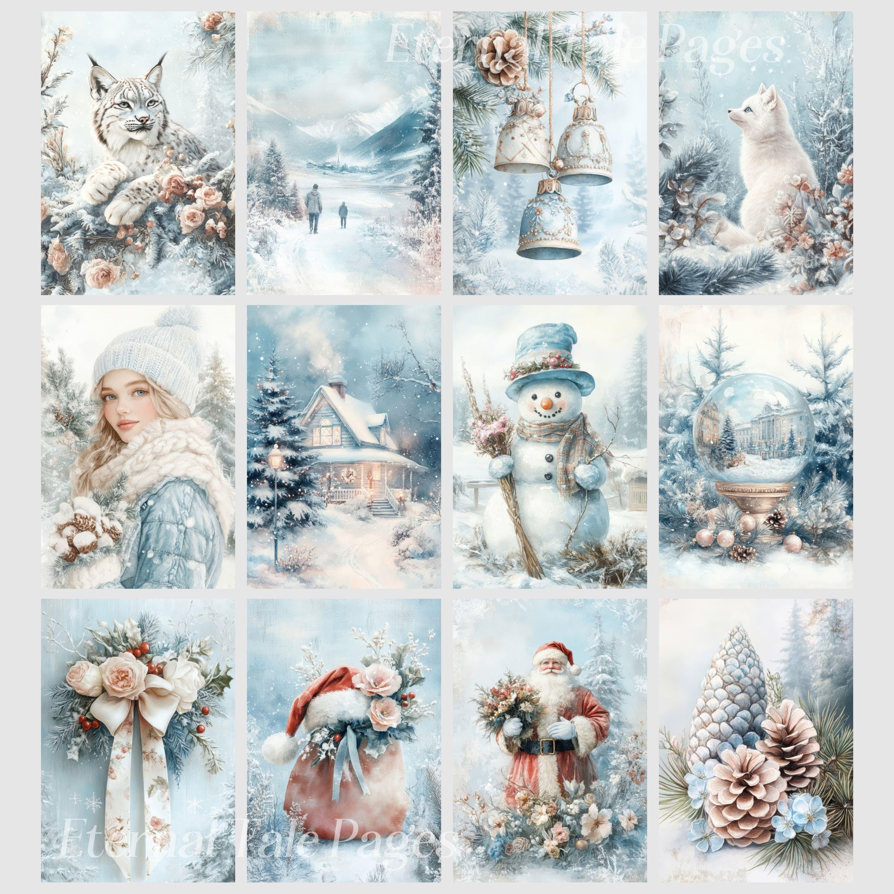 Icy Christmas Junk Journal Pages: Winter Scrapbook Paper (digital ...