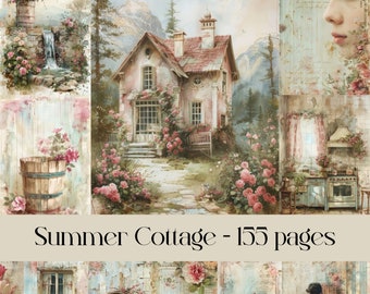 Summer Cottage Scrapbook Paper: Vintage Countryside Images (Digital Download)