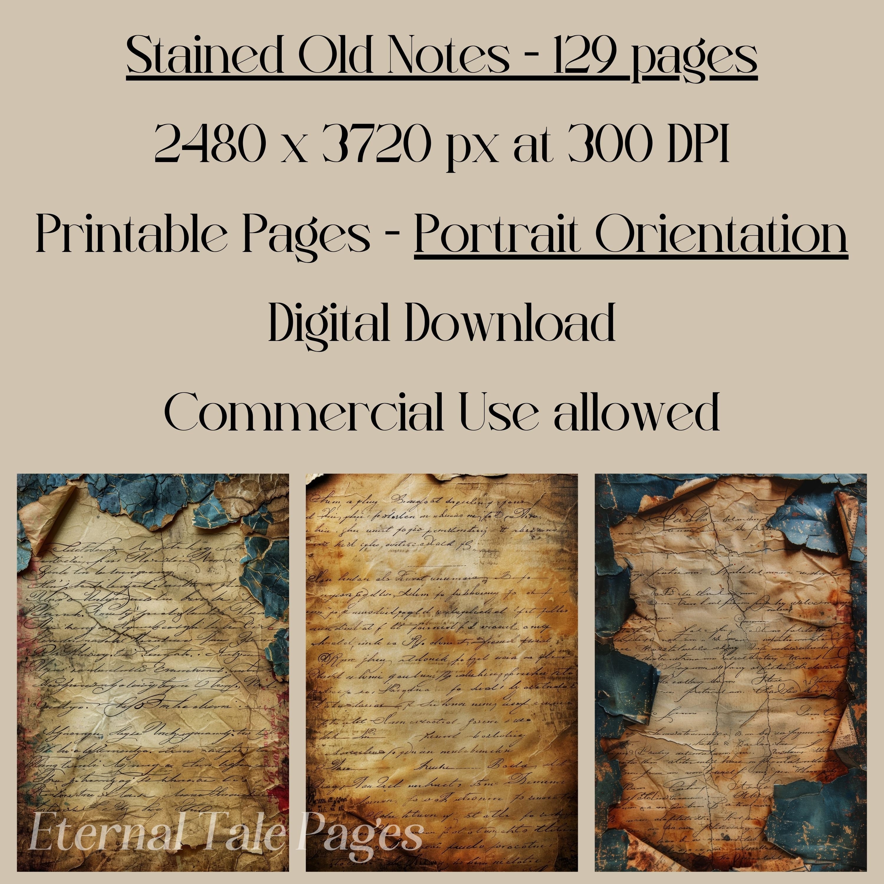 Stained Old Notes: 129 Printable Paper Textures (digital Download) - Etsy