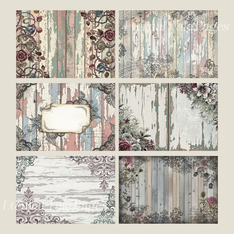 Gothic Shabby Chic Digital Paper Pack: Junk Journal Pages (A4 & US ...