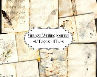 Vintage Writing Journal Pages: Antique Ephemera Kit (Digital Download)