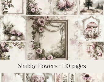 Shabby Chic Floral Digital Paper, Junk Journal Ephemera (PDF)