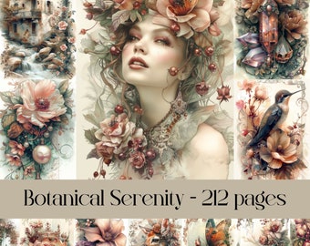 Serenity Junk Journal Seiten: Vintage Ephemera (Digitales Papier)