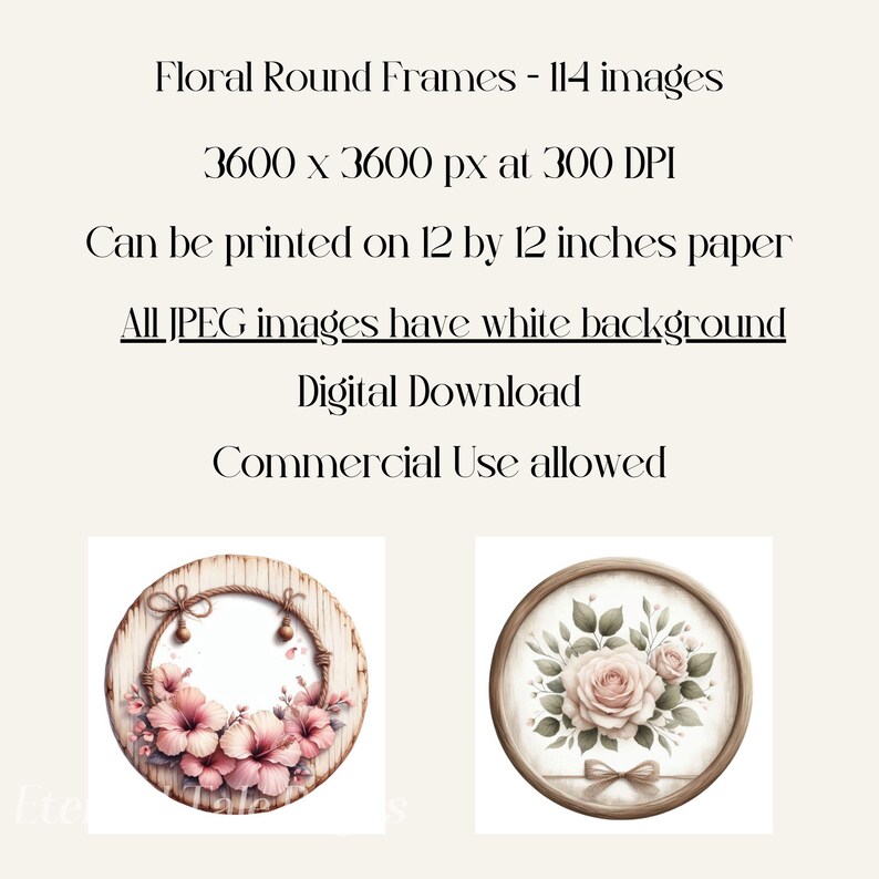 Round Floral Frames Digital Images Wooden Frames With Flowers, Rustic