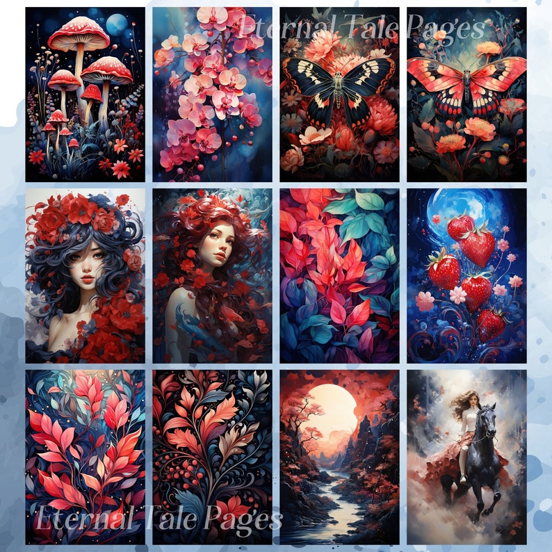 Navy and Red, Junk Journal, Scrapbooking, Collage, Digital Vintage