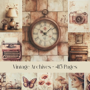 Vintage archiefpagina's, digitaal papier, junkjournal, plakboek, perkament, beige, verweerd, vervaagd, Victoriaanse efemere verschijnselen, natuur, objecten