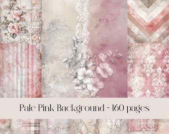 Pale Pink Digital Paper: Junk Journal Scrapbook Backgrounds (Digital Download)