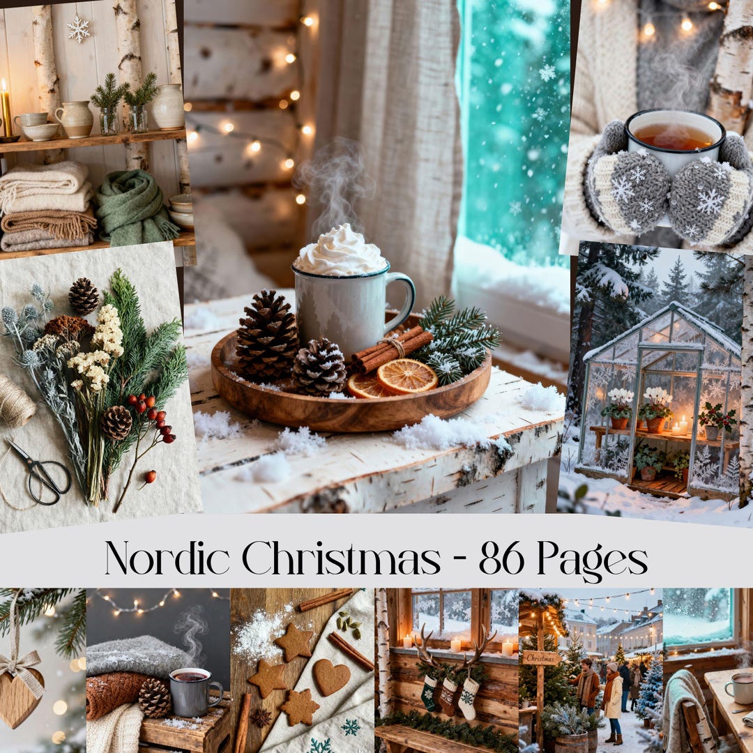 Nordic Christmas Photo Set: Hygge Winter Backgrounds (digital Download