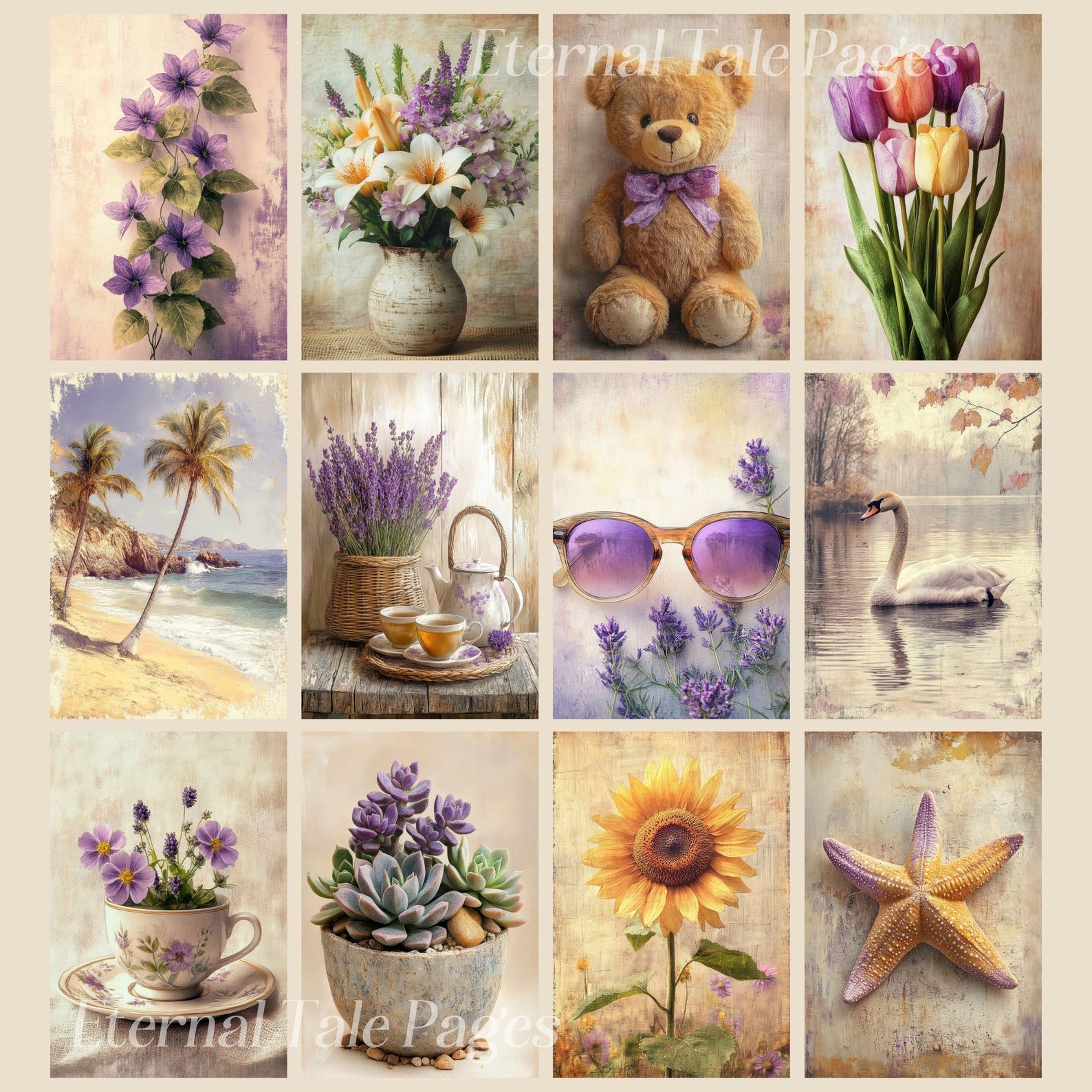 Lavender Hues Junk Journal Pages: Rustic Cottage Ephemera (digital) - Etsy