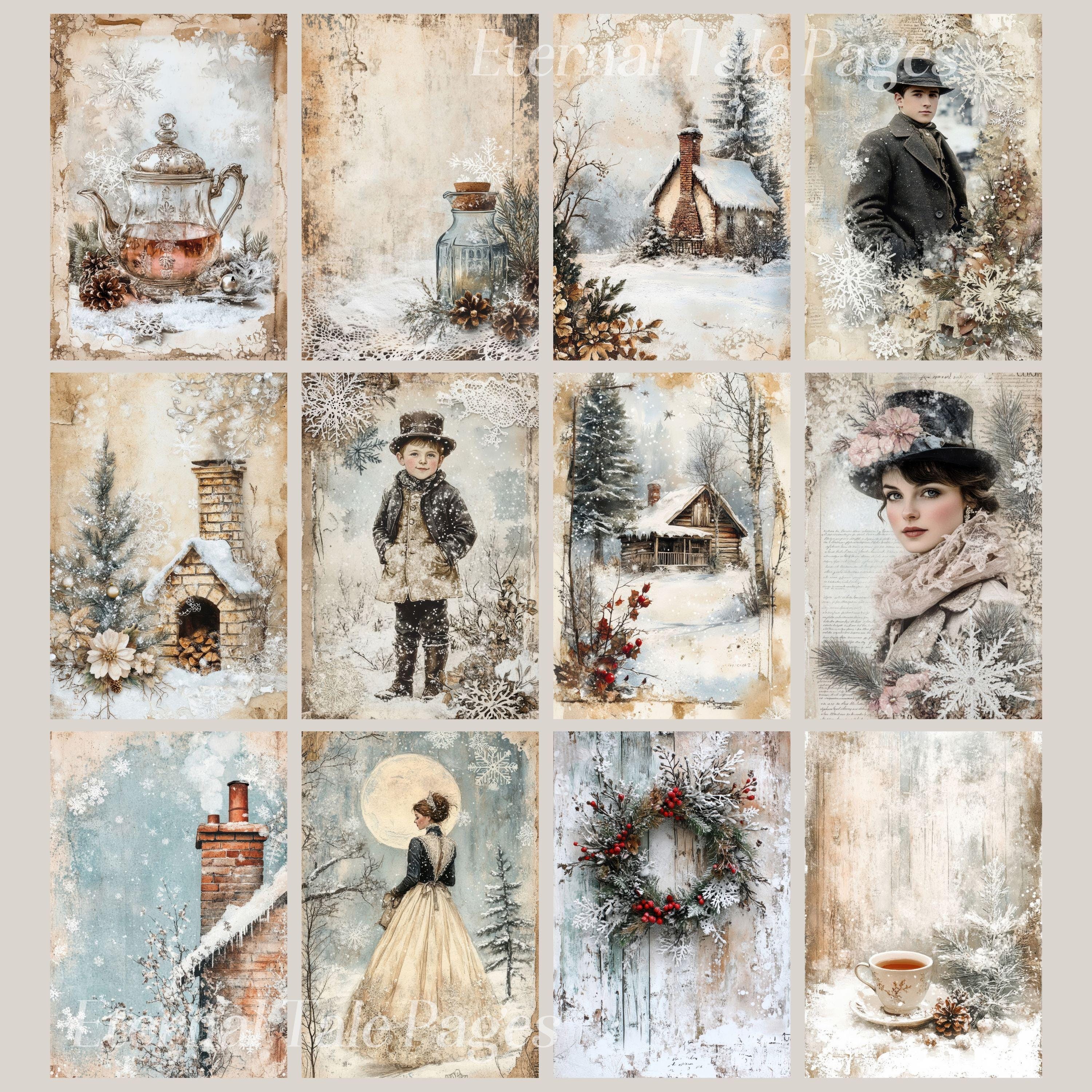 Vintage Christmas Digital Paper: 304 Festive Junk Journal Pages ...
