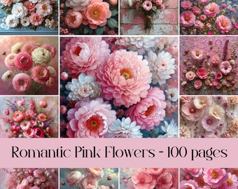 Romantic Pink Floral Paper: Shabby Chic Ephemera (Digital Download)
