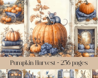 Papel digital "Cosecha de calabazas": Páginas de scrapbooking de estilo cottagecore (descarga digital)