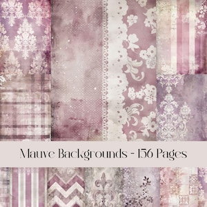 Papel de fondo malva, neutro, papel digital, diario basura, papel de álbum de recortes, grunge, motivos descoloridos, encaje, rayas, damasco, chevron, tartán