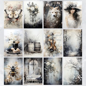 Black and White Shabby Chic Junk Journal Pages, Scrapbooking ...