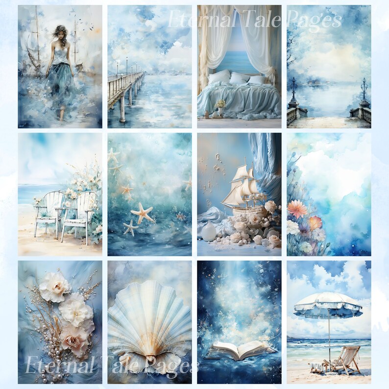 Ocean Sea Waves Scrapbook Paper - 6×6 Premium Color Pages With 24 Single-Sided Sheets For Scrapbooking Supplies Paper Crafts Home Decoration Card Making Journaling Background Decorative
