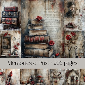 Ricordi di pagine passate per album e diario spazzatura, immagini stampabili, antiche, rovinate, malinconiche, effimere vintage, carta digitale