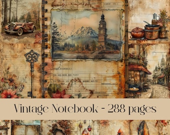 Vintage Notebook Pages: Scrapbook & Junk Journal Ephemera (Digital Paper)