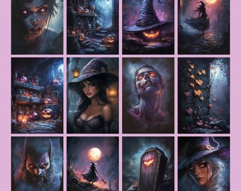 不気味なハロウィーンのジャンクジャーナルページ：不気味なデジタル