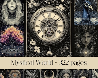 Mystical World Digital Paper: Witchy Junk Journal, Scrapbook (322 A4 Images)