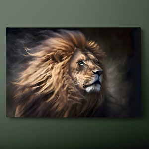 Lion Canvas Wall Art, Animal Canvas Print, Big Cat  Canvas Painting, Ready to Hang