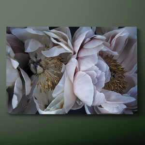 Dance of Flowers Canvas Wall Art, Black Blue White Floral Canvas Print, Pink White Rose Canvas Painting, Ready to Hang